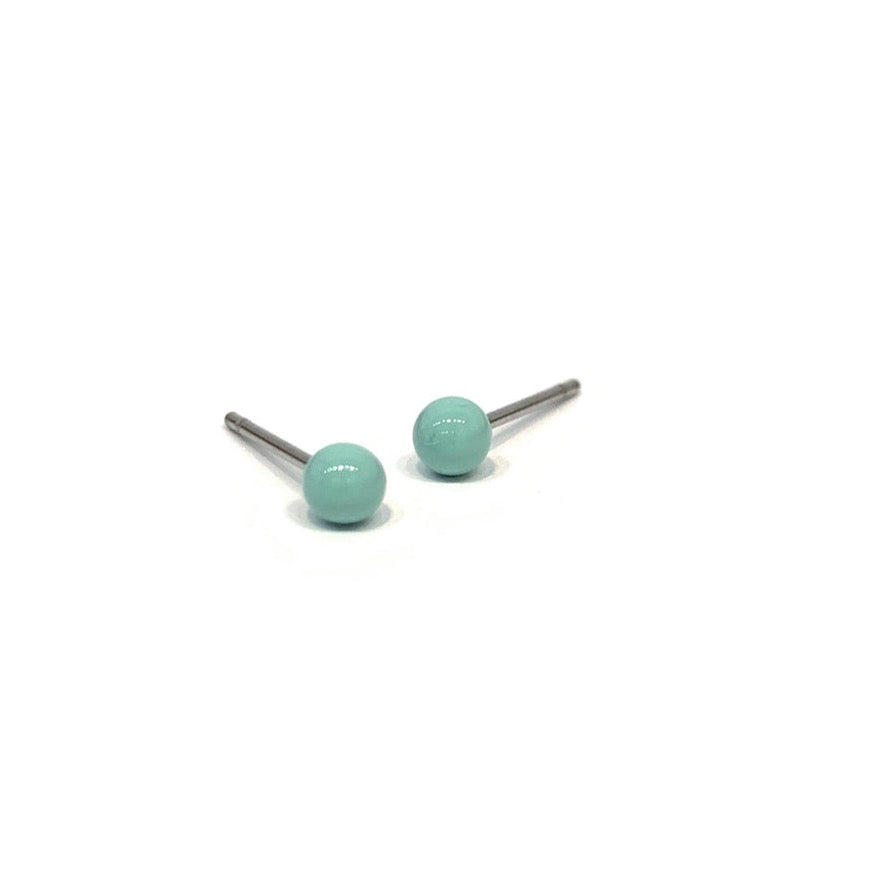 Zoe Enamel Ball Post Earrings - Smoke Green