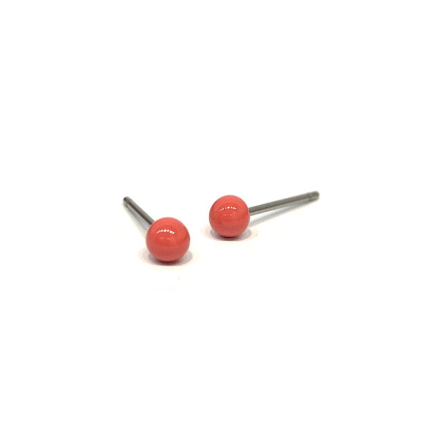 Zoe Enamel Ball Post Earrings - Burnt Coral