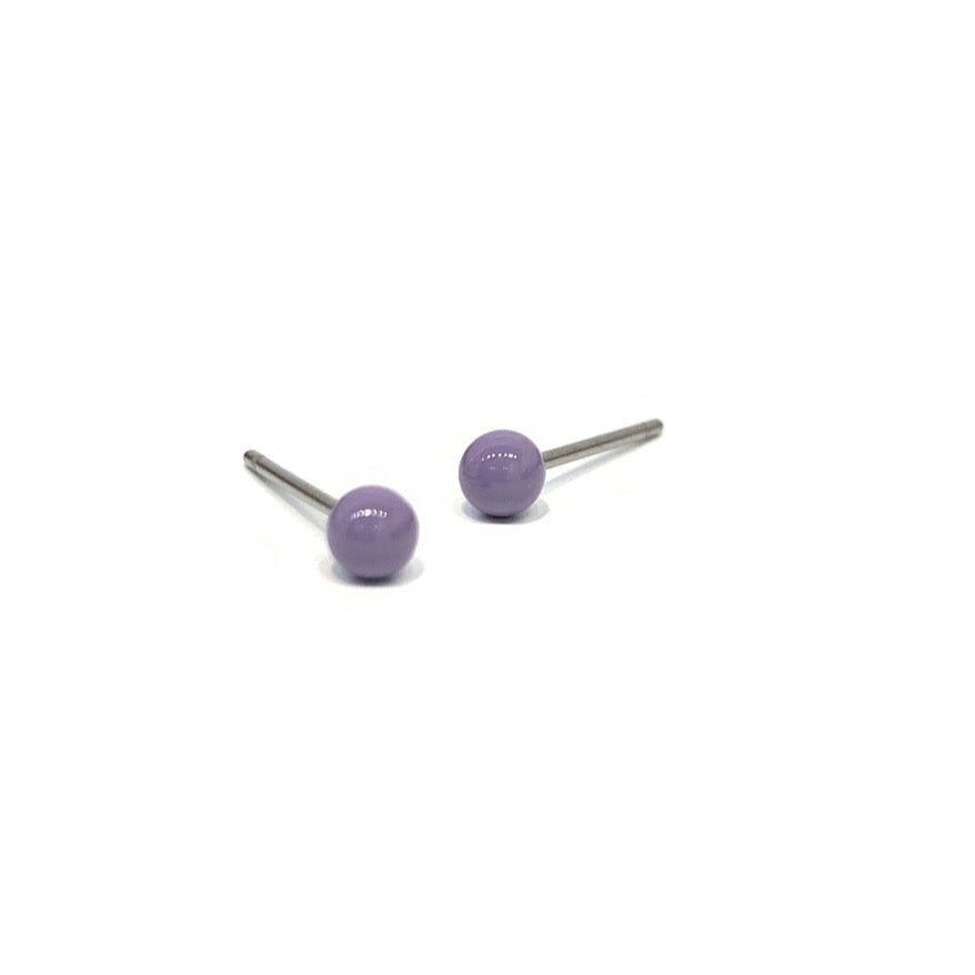 Zoe Enamel Ball Post Earrings - Amethyst Orchid