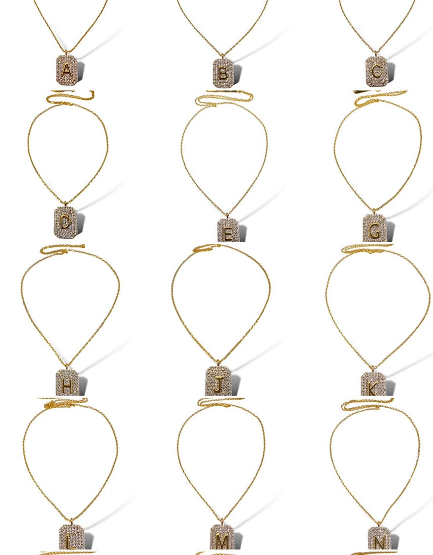 Initial Pave Necklace - Gold