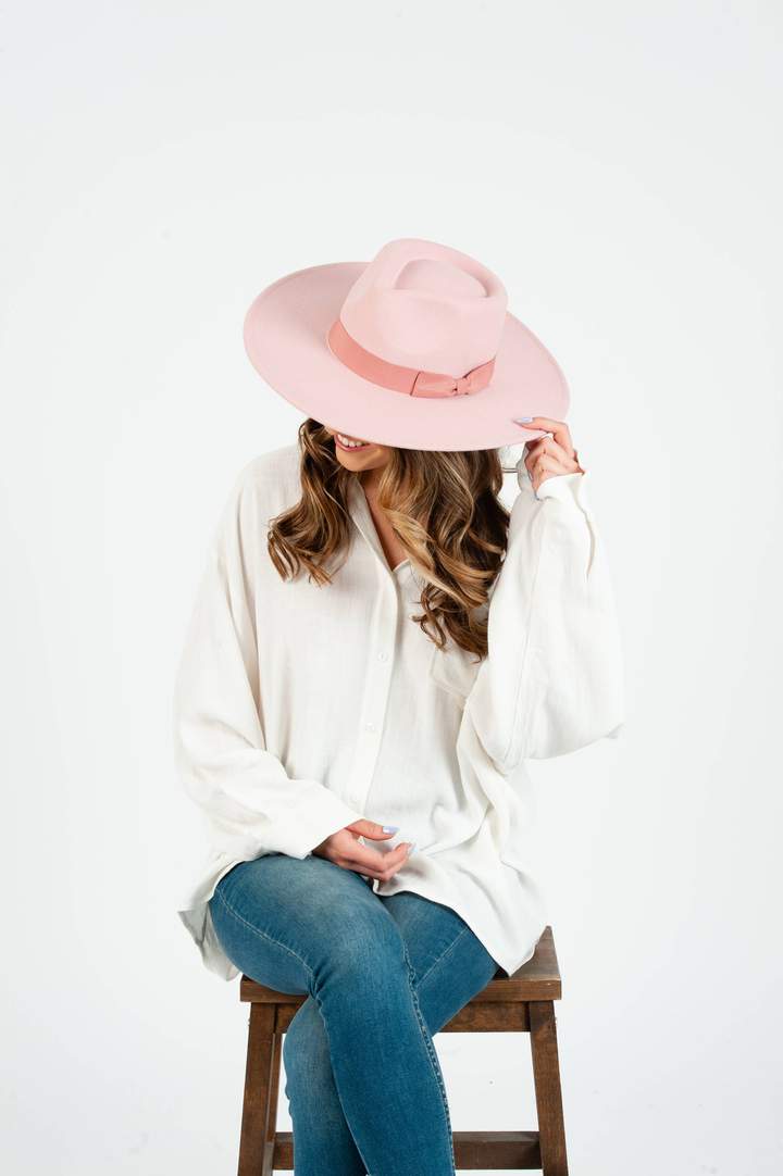 Ariell II Vegan Felt Rancher - Dk. Pink
