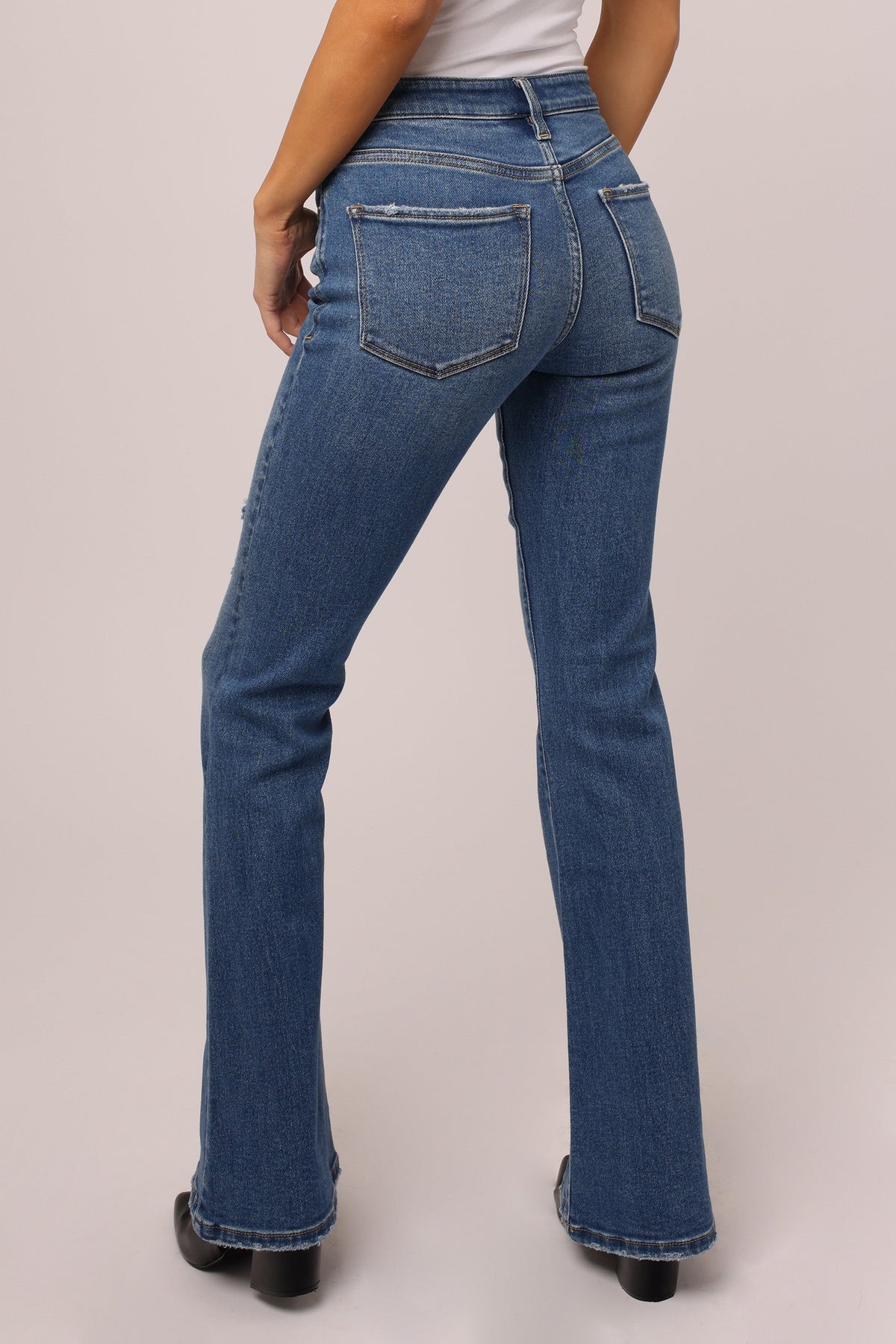 Rosa Flare High Rise Destructed Denim