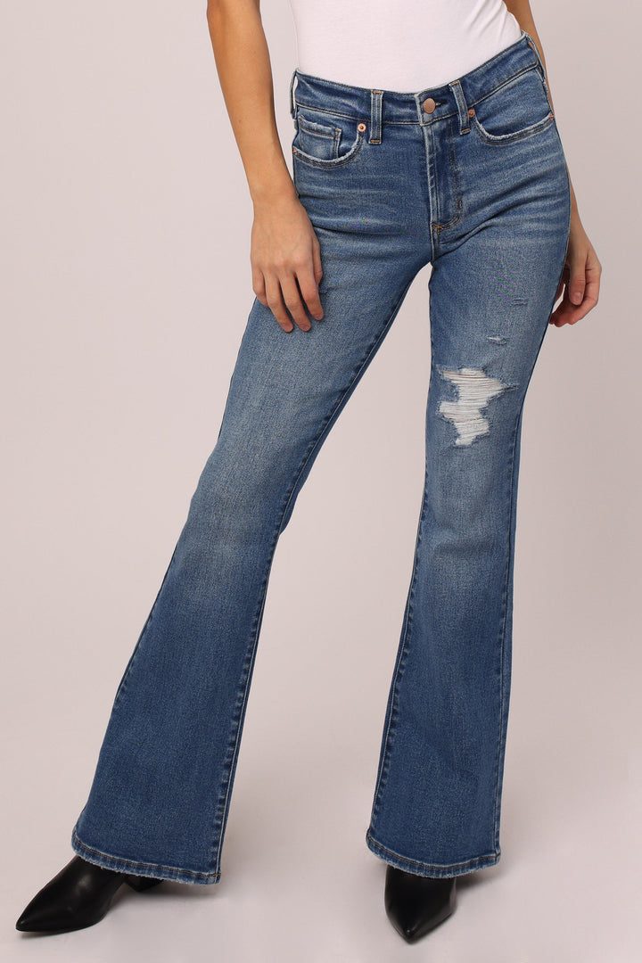 Rosa Flare High Rise Destructed Denim