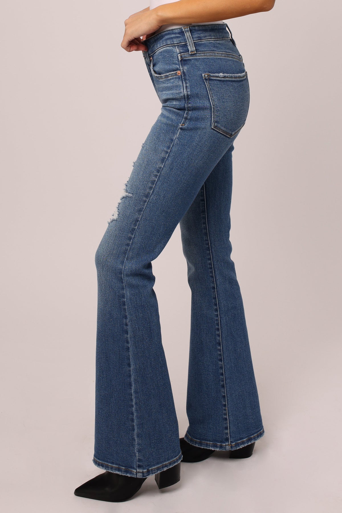 Rosa Flare High Rise Destructed Denim