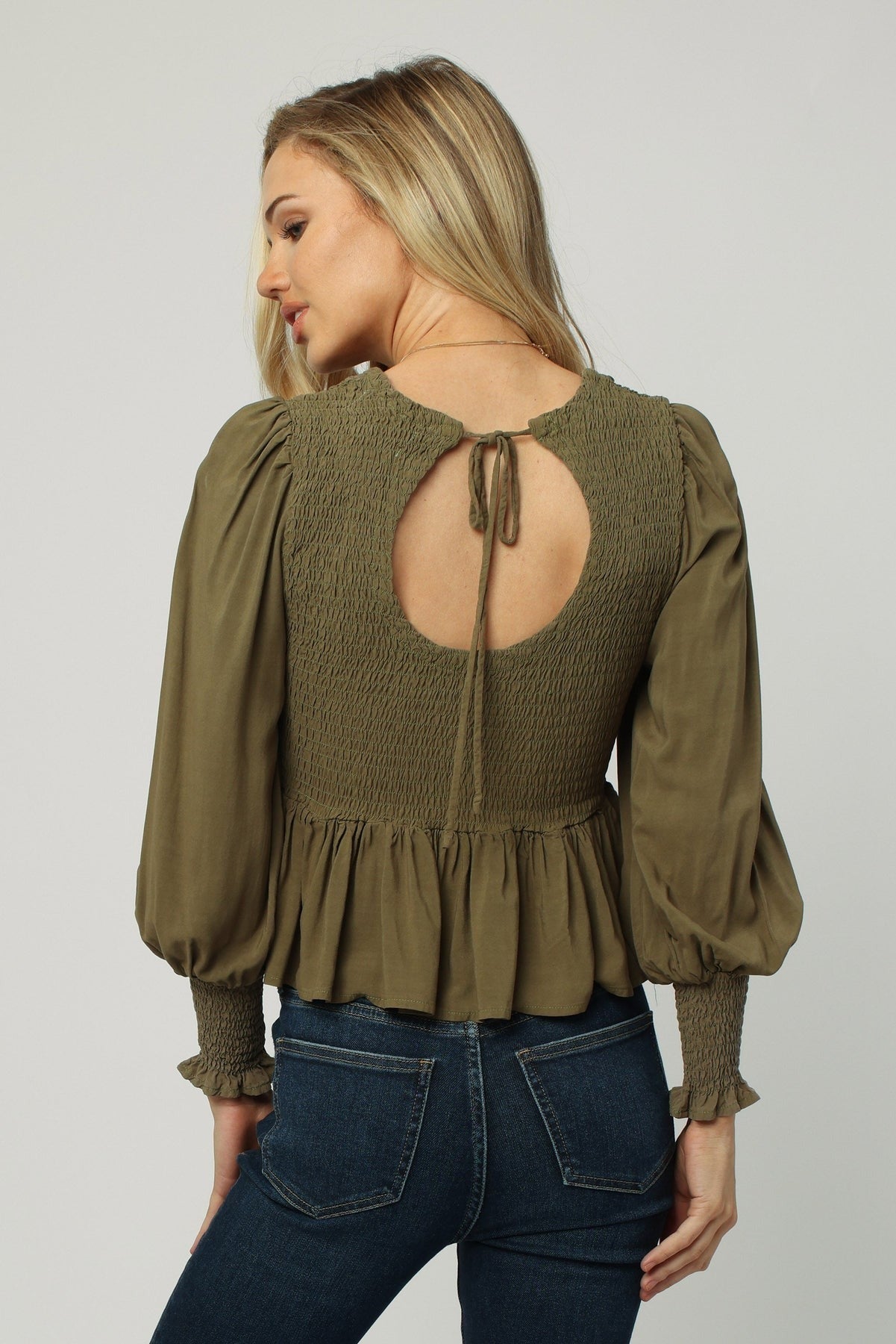 Xaria Smocked Body Peplum Top