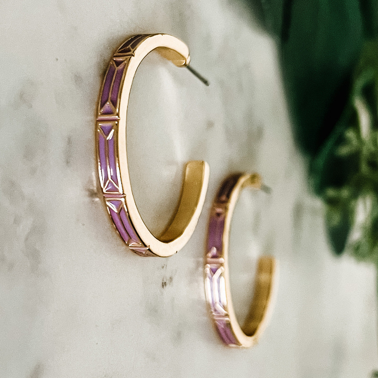 Enamel Hoop Earrings