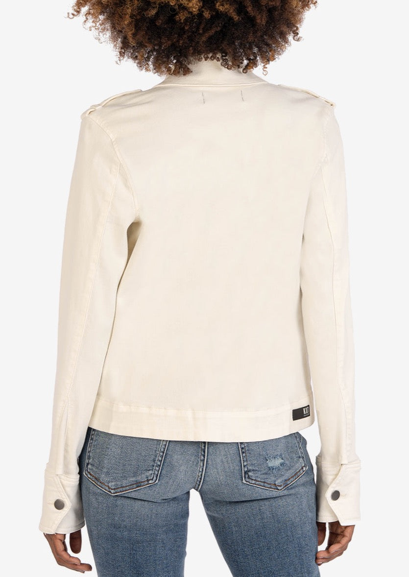 Amanda Boxy Jacket Front Flap Pockets - Ecru