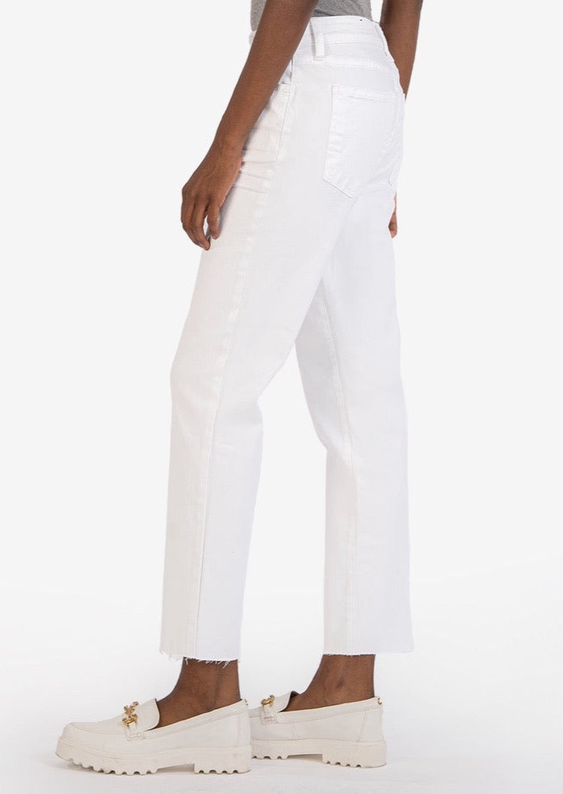 Reese High Rise Straight Raw Hem Ankle - Optic White