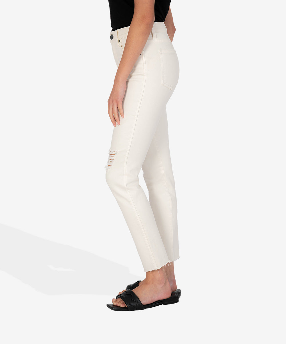 Rachael High Rise Mom Raw Hem - Ecru