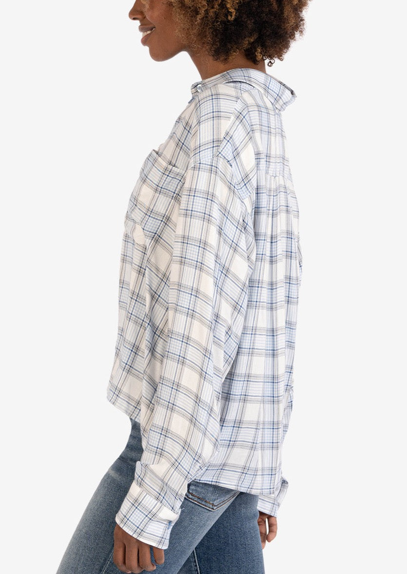 Alcott Button Down Long Sleeve Shirt - Blue/White