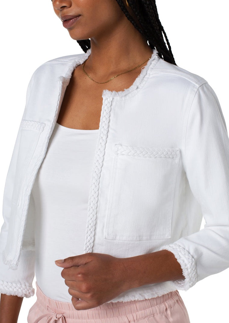 Cropped Jacket W/ Braid - Bright White