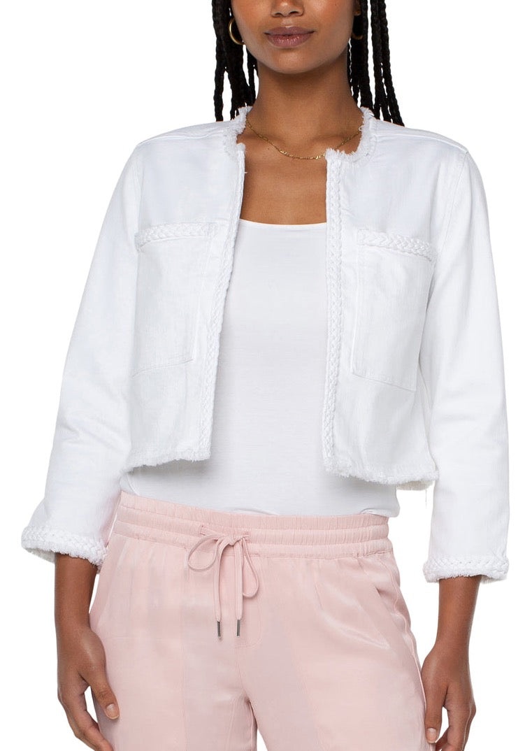 Cropped Jacket W/ Braid - Bright White