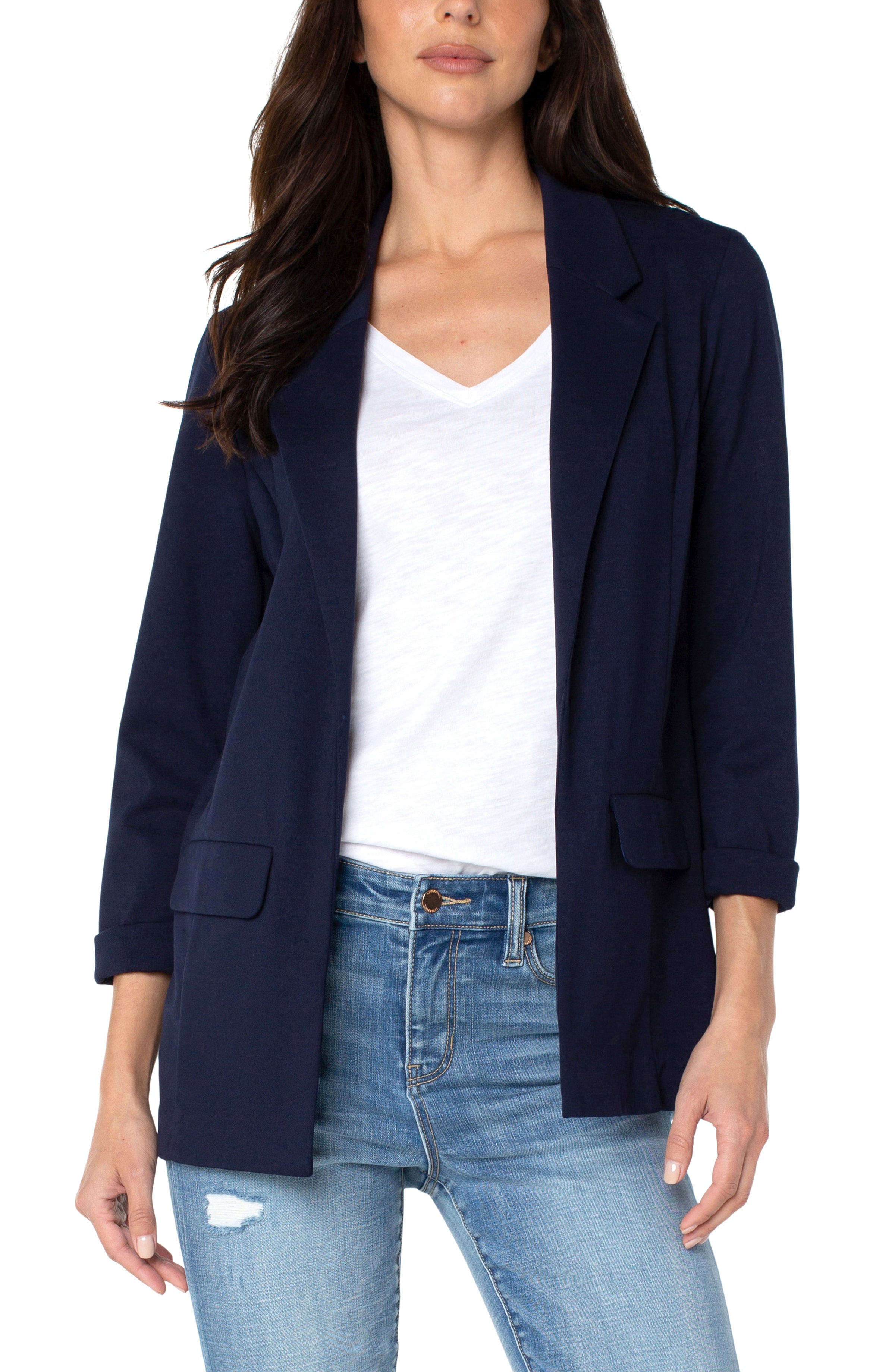 Solid Boyfriend Blazer W/ Princess Darts