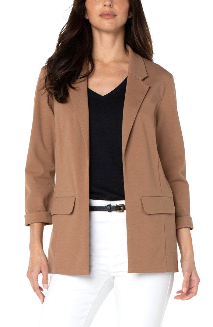 Solid Boyfriend Blazer W/ Princess Darts