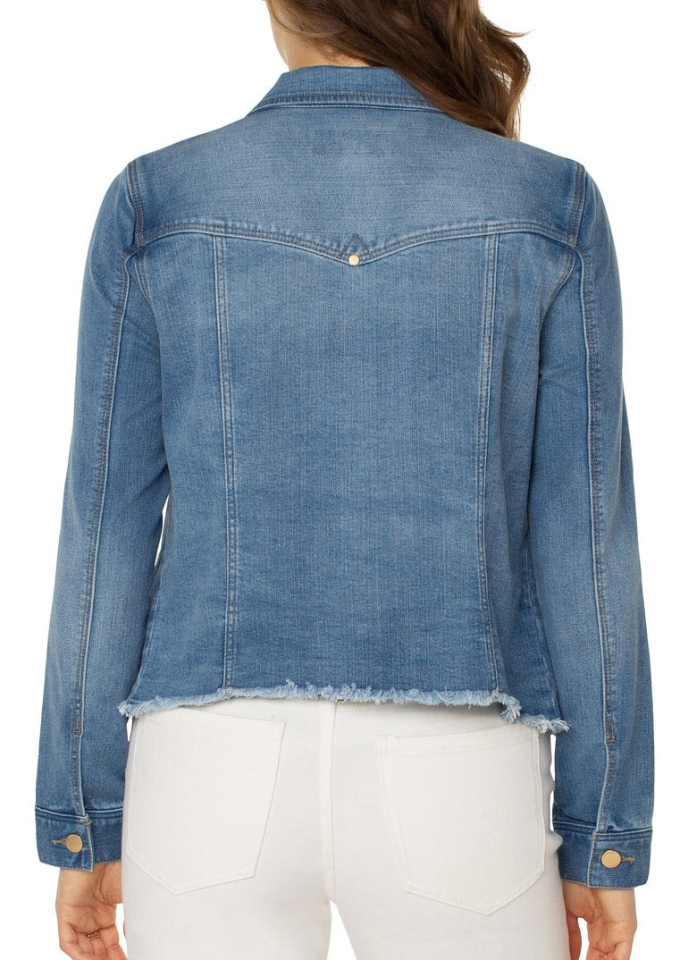 Classic Jean Jacket W/ Fray Hem - Birch Bay