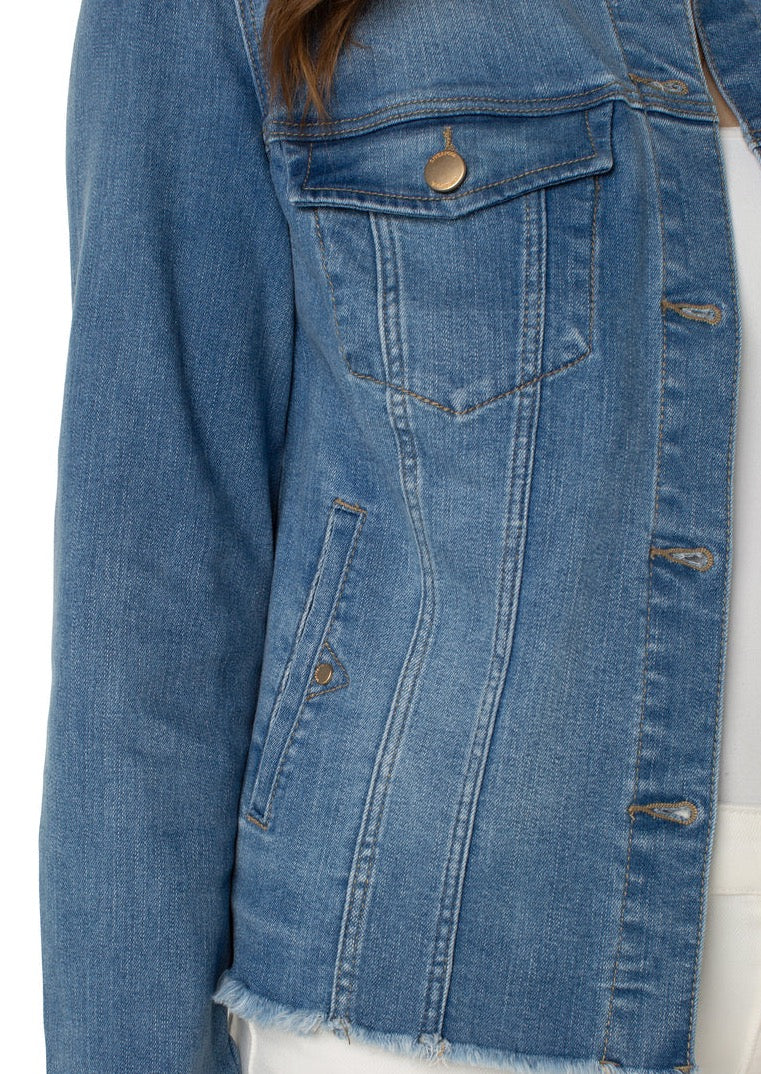 Classic Jean Jacket W/ Fray Hem - Birch Bay