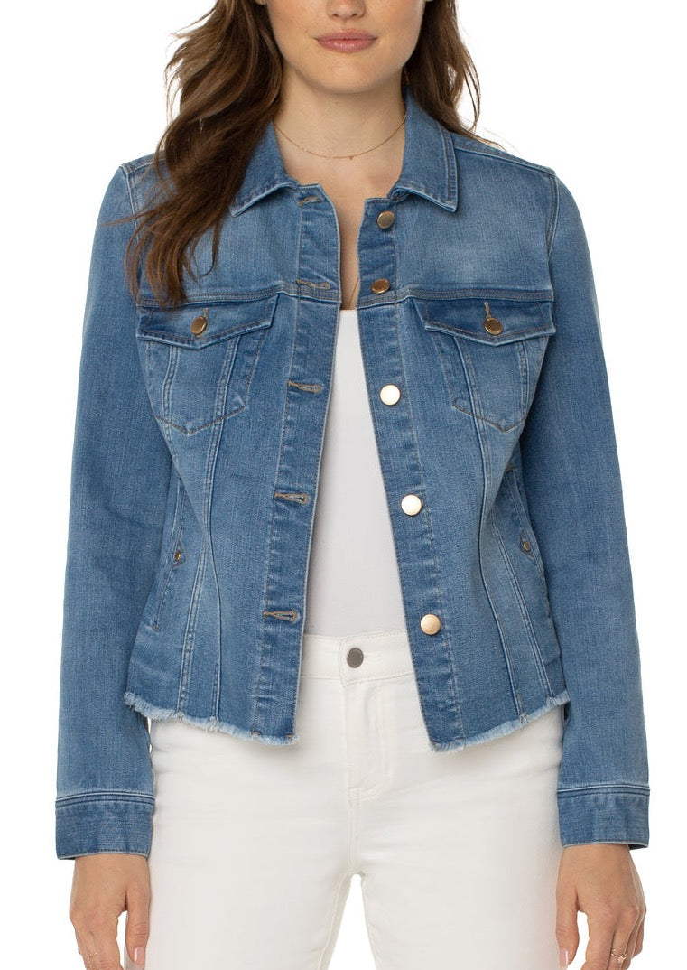 Classic Jean Jacket W/ Fray Hem - Birch Bay
