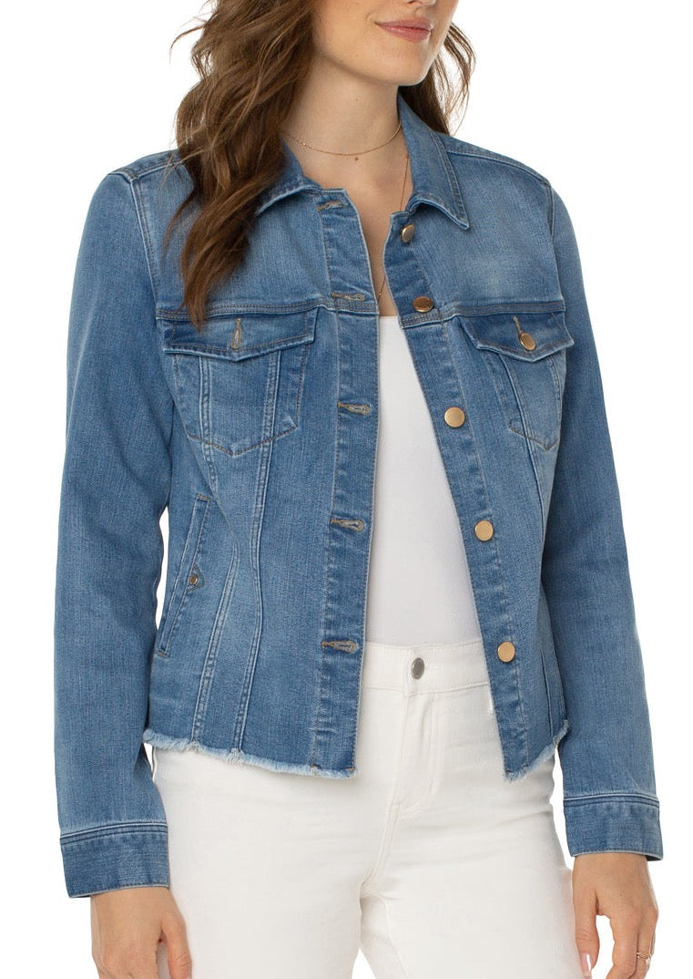 Classic Jean Jacket W/ Fray Hem - Birch Bay