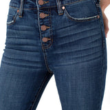 Hi-Rise Flare Exposed Buttons Fray Hem 32"
