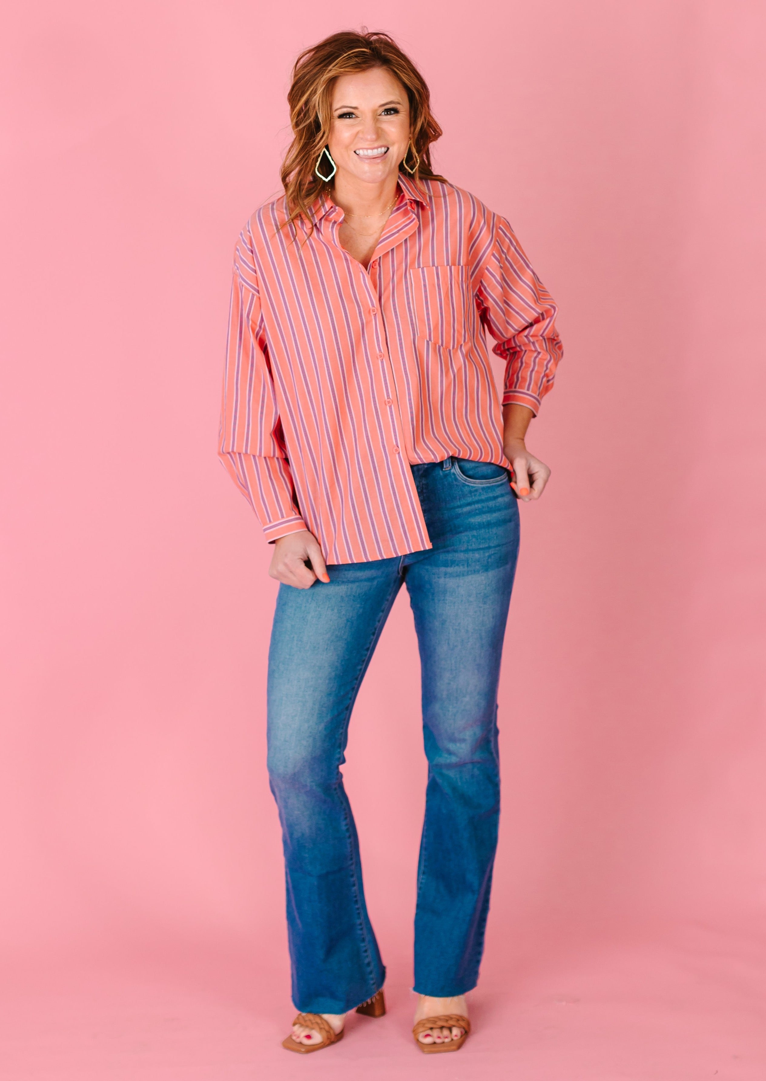 Striped Long Sleeve Button Up