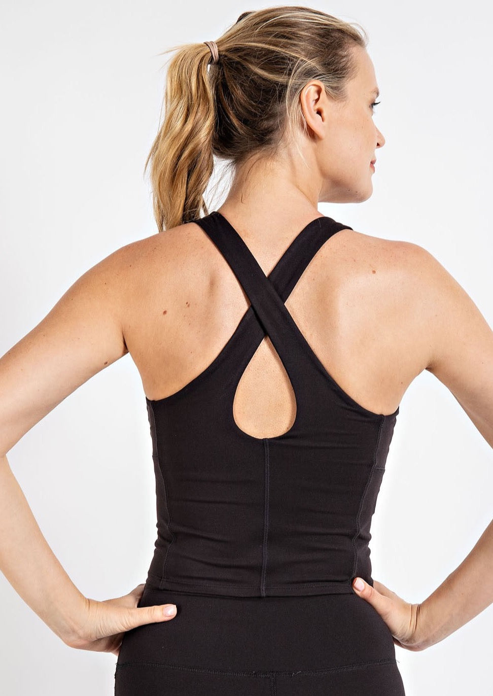 Crop Key Hole Back Sleeveless - Black