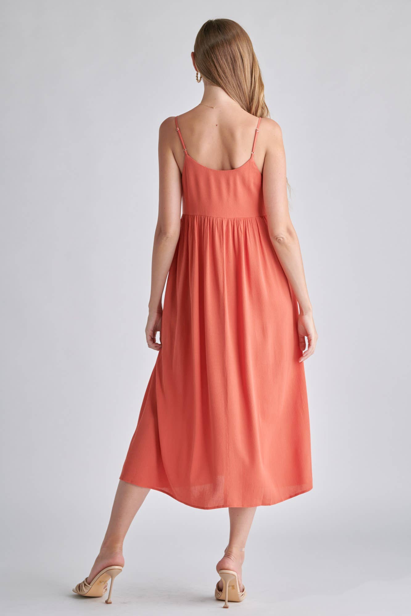 V Neck Spaghetti Strap Flowy Dress