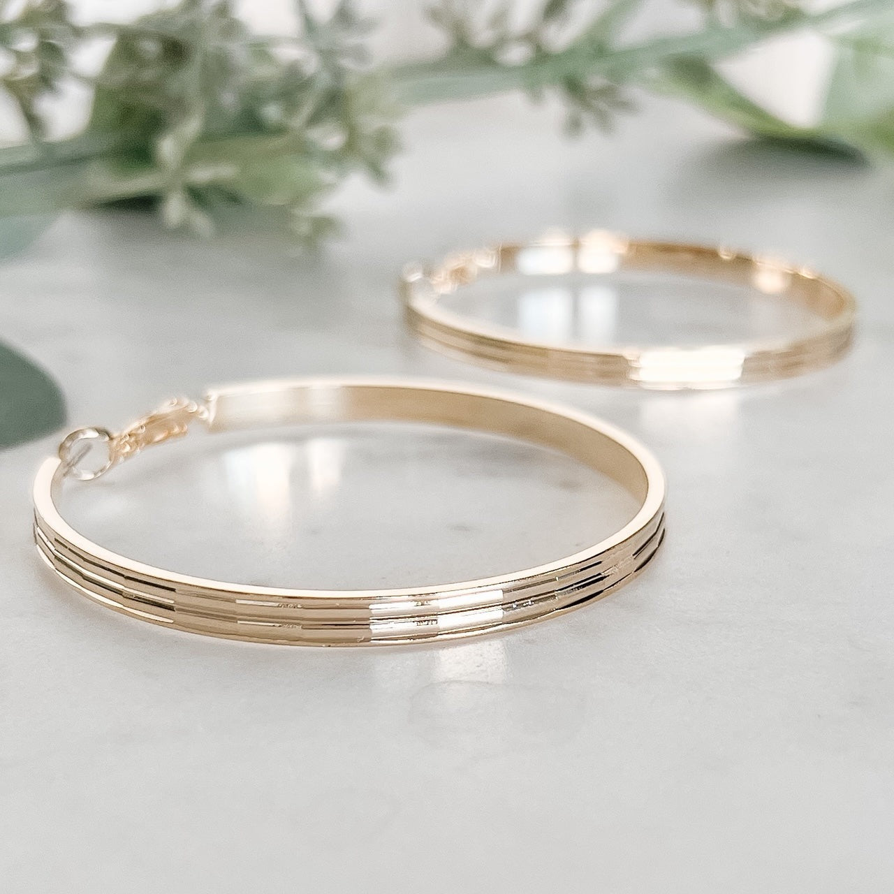 Thick Grooved Hoop Earrings
