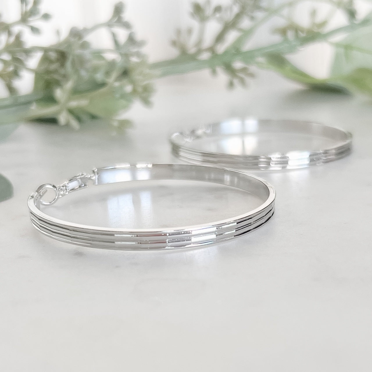 Thick Grooved Hoop Earrings