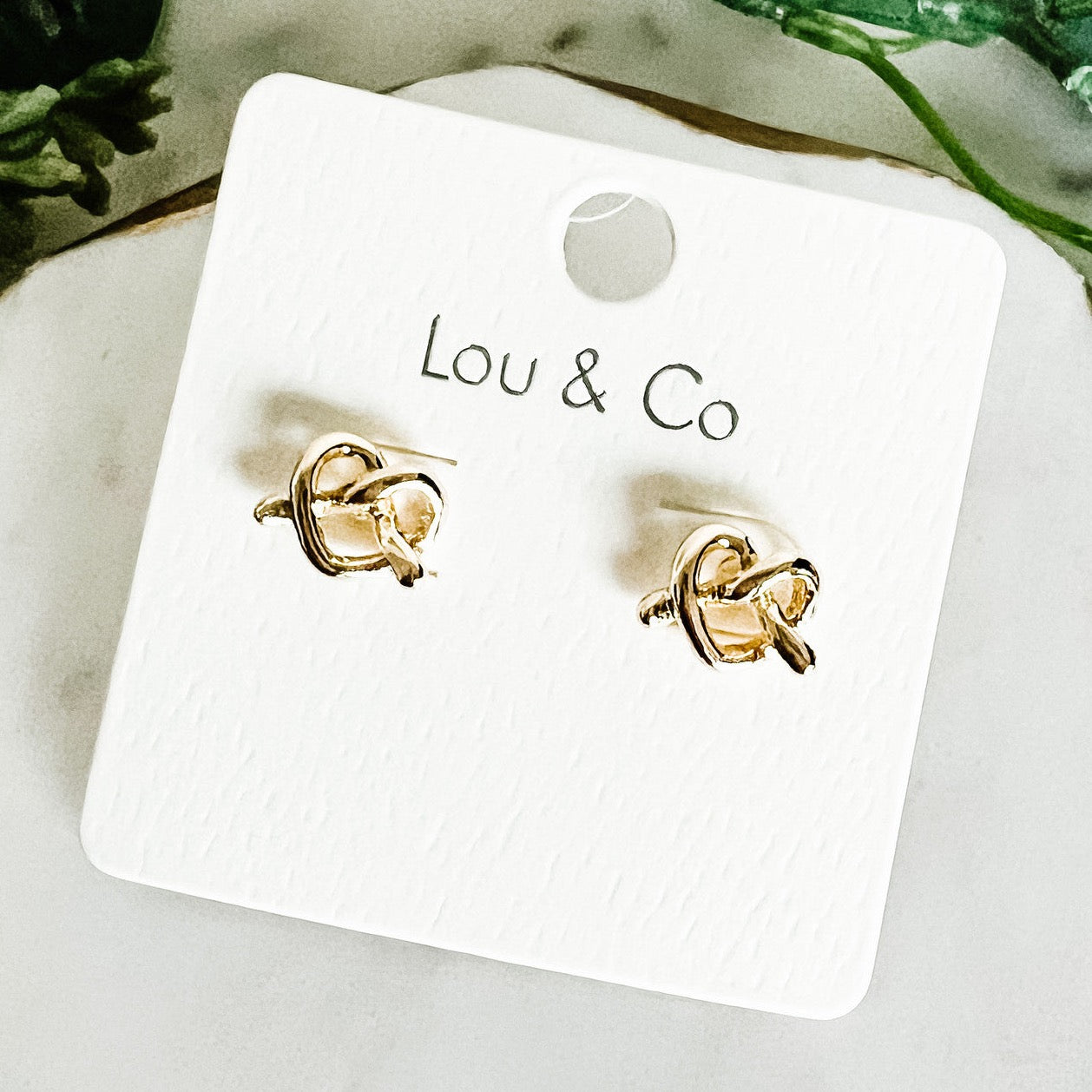 Pretzel Knot Stud Earrings - Gold