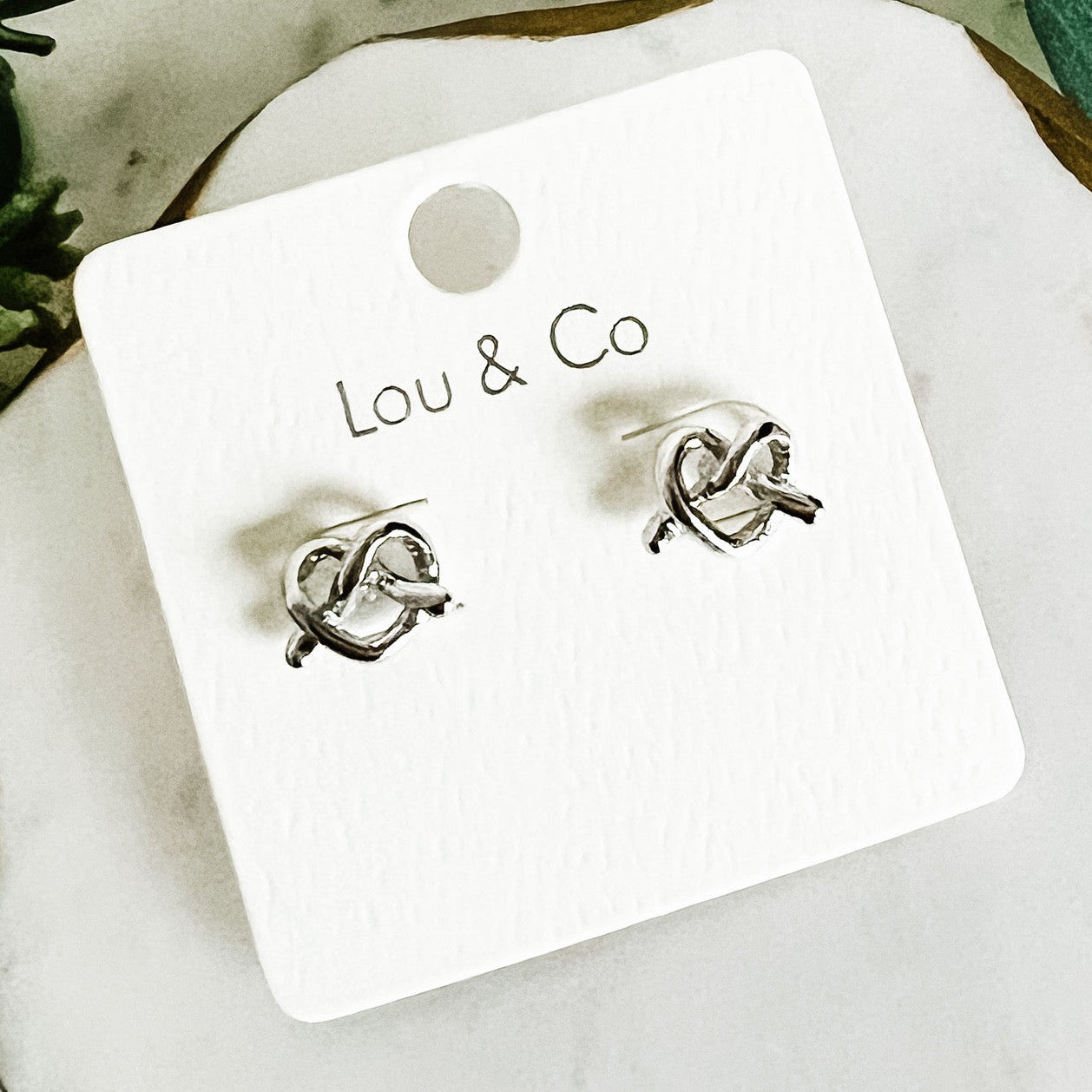 Pretzel Knot Stud Earrings - Silver
