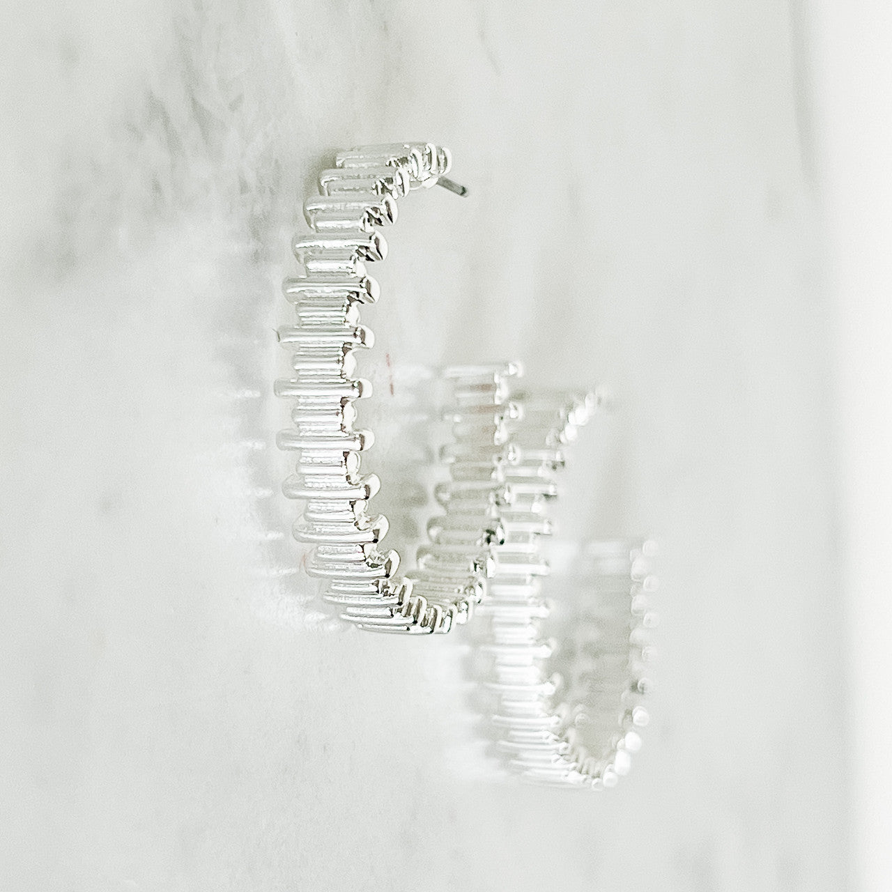 1.25" Textured Hoop Earrings