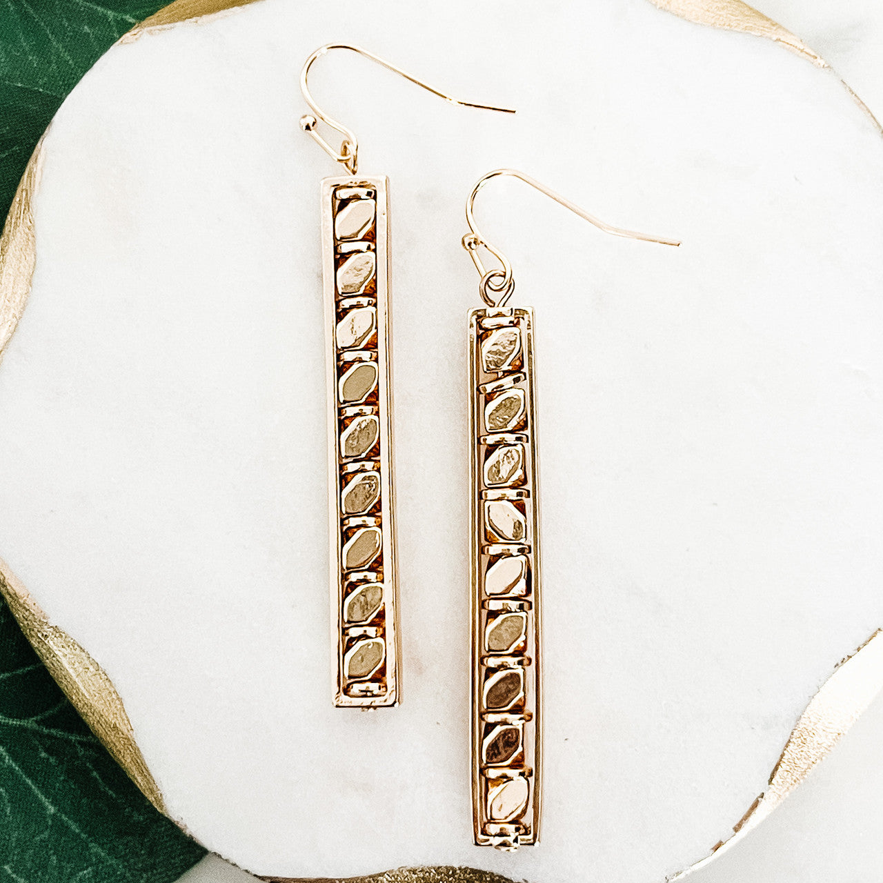 Metal Bead Bar Dangle Earrings