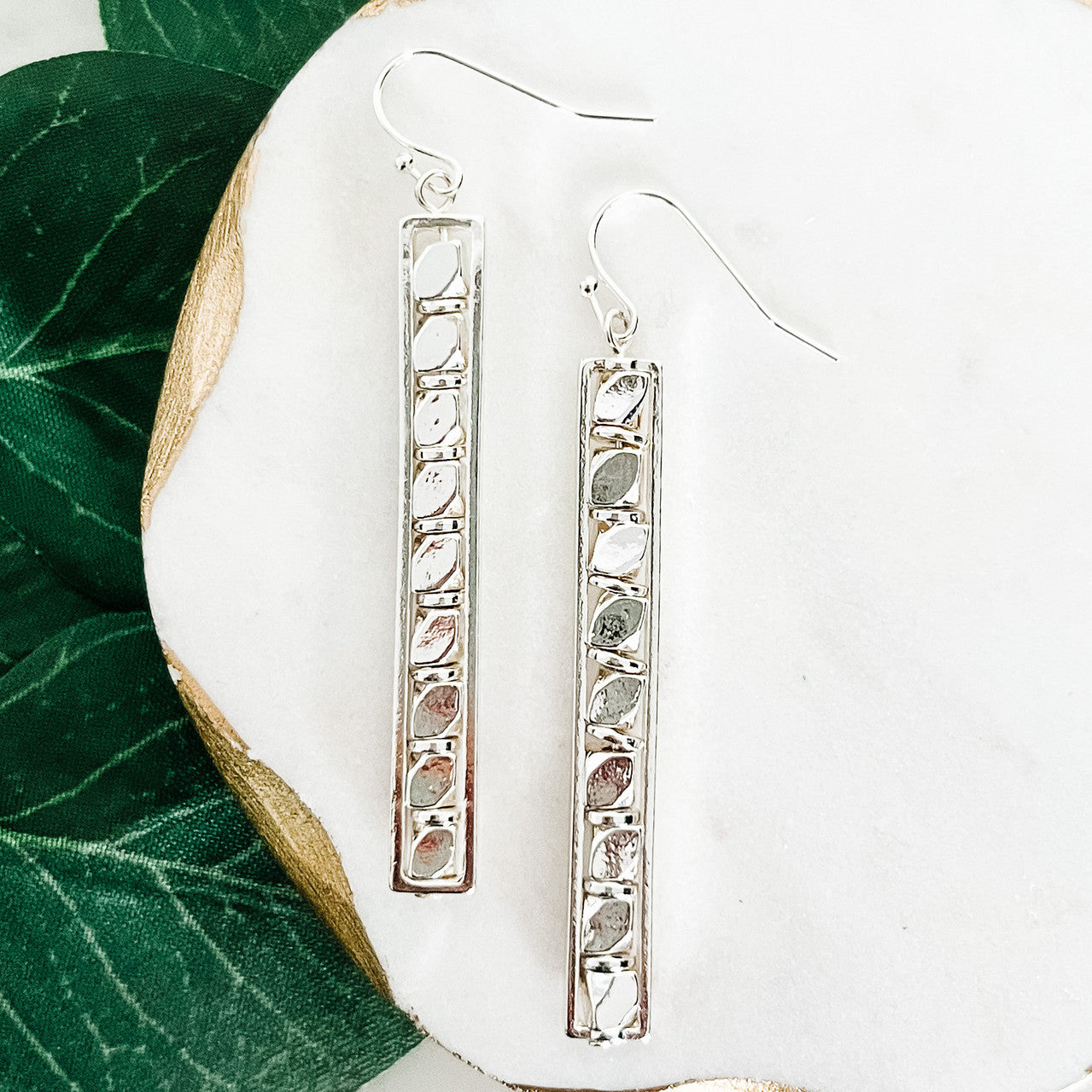 Metal Bead Bar Dangle Earrings