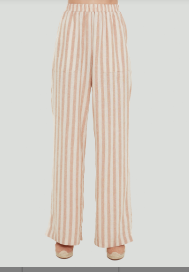 Elastic Waist Stripe Wide Leg Pant