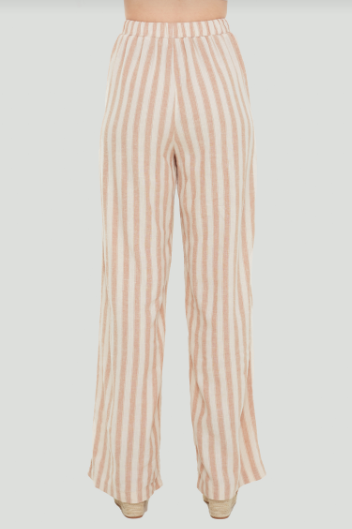 Elastic Waist Stripe Wide Leg Pant