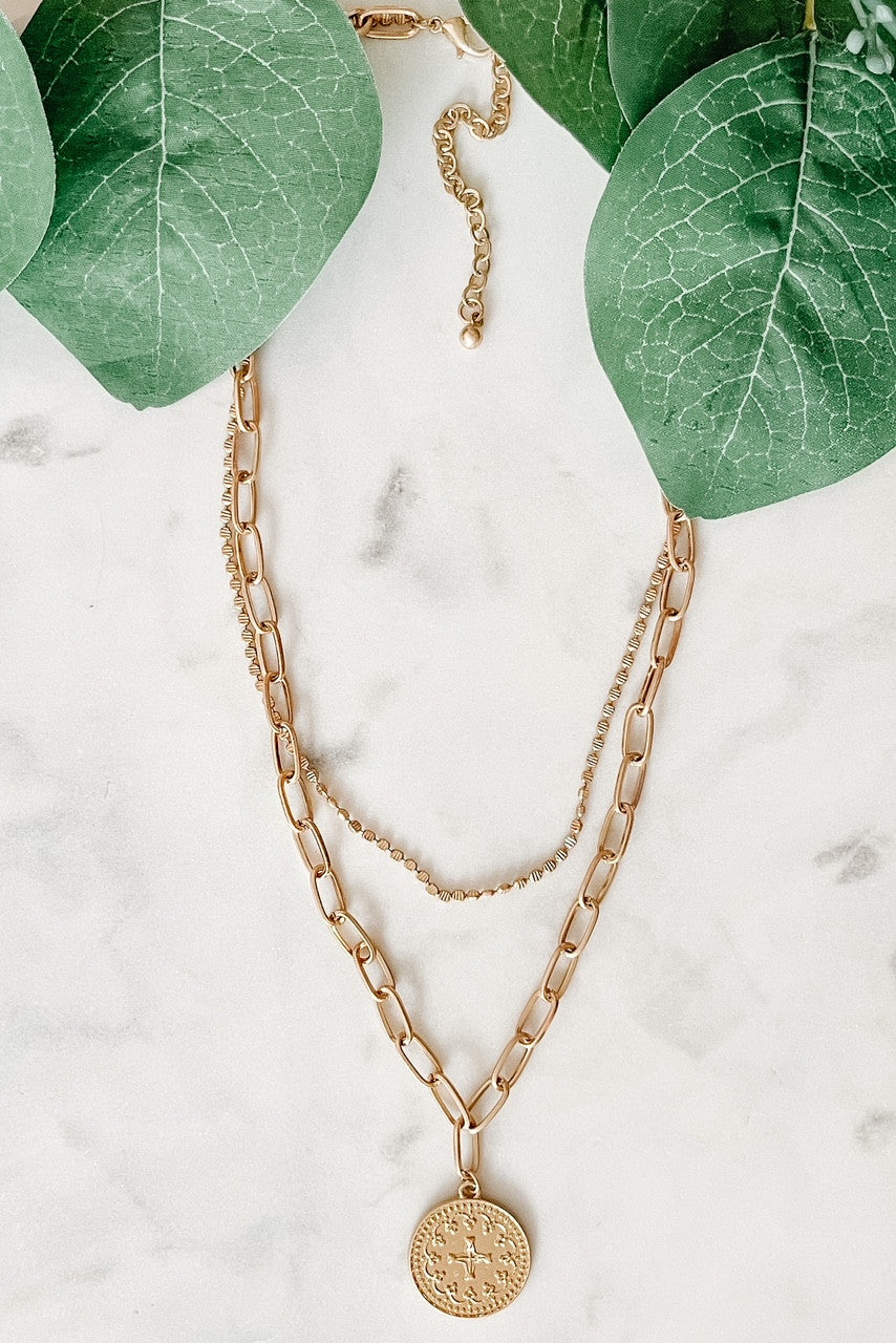 Two-Layer Round Pendant Necklace