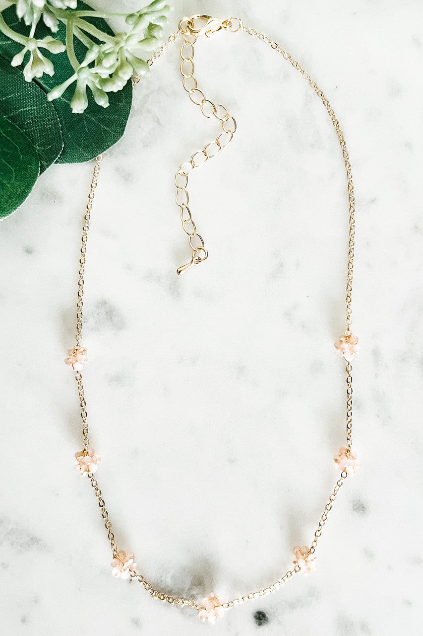 Dainty Beaded Flower Necklace