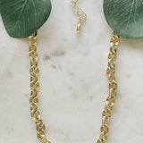 Dainty Beaded CZ Crescent Necklace