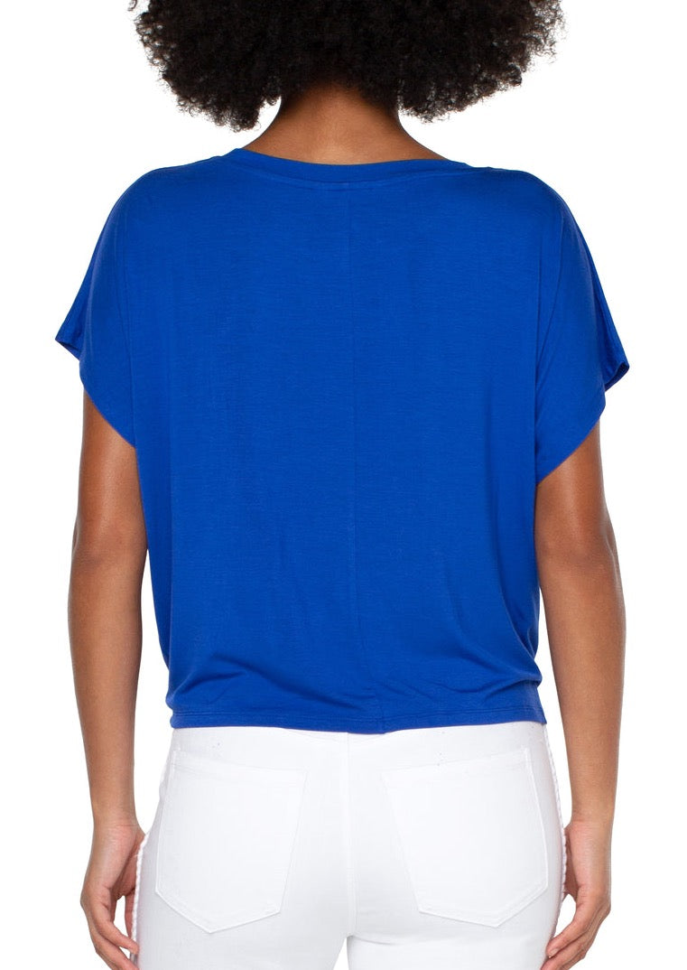 Twist Front Dolman Modal Knit Tee - Bombshell Blue