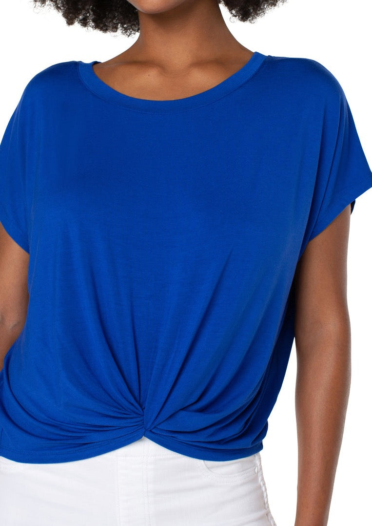 Twist Front Dolman Modal Knit Tee - Bombshell Blue