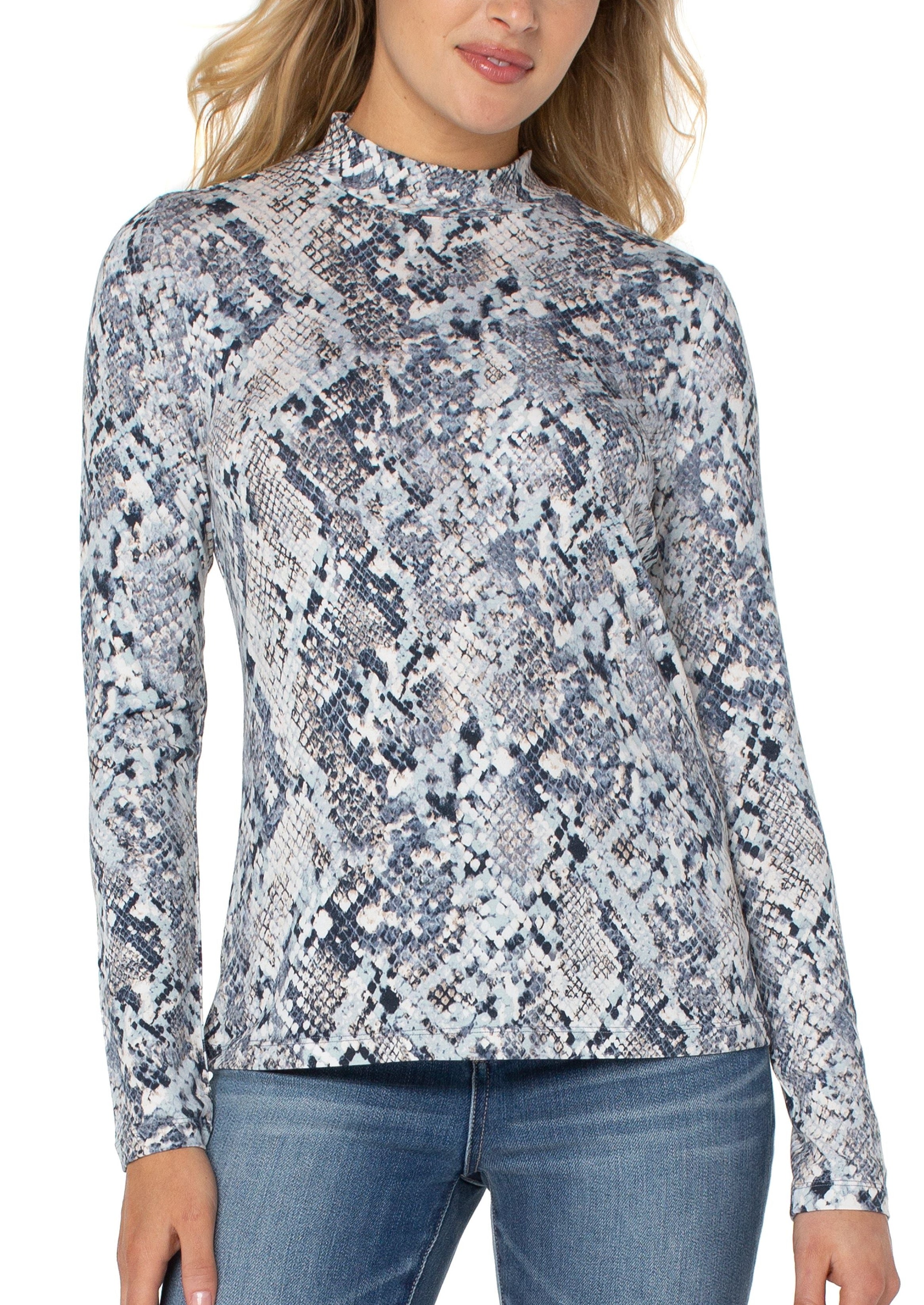 Long Sleeve Mock Neck Knit Top