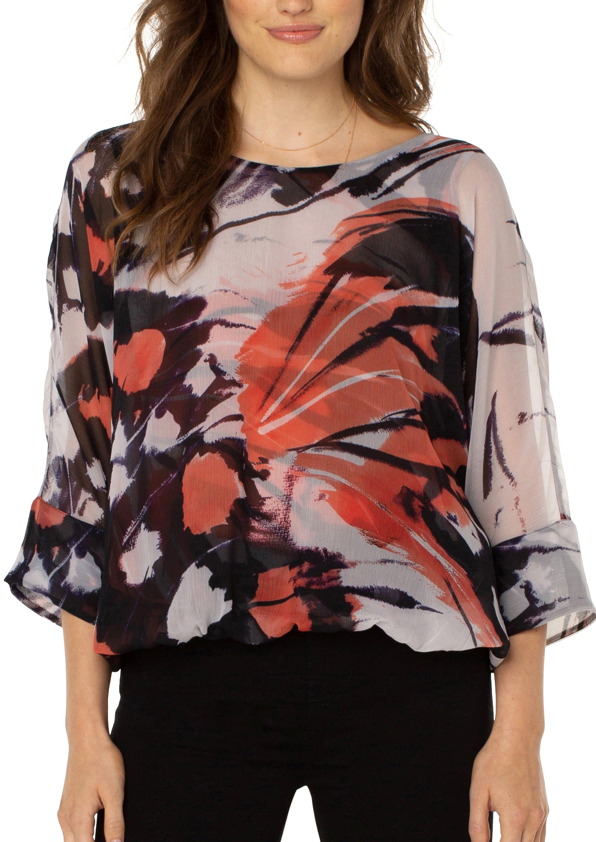 Gathered Hem Dolman Tie Back Top