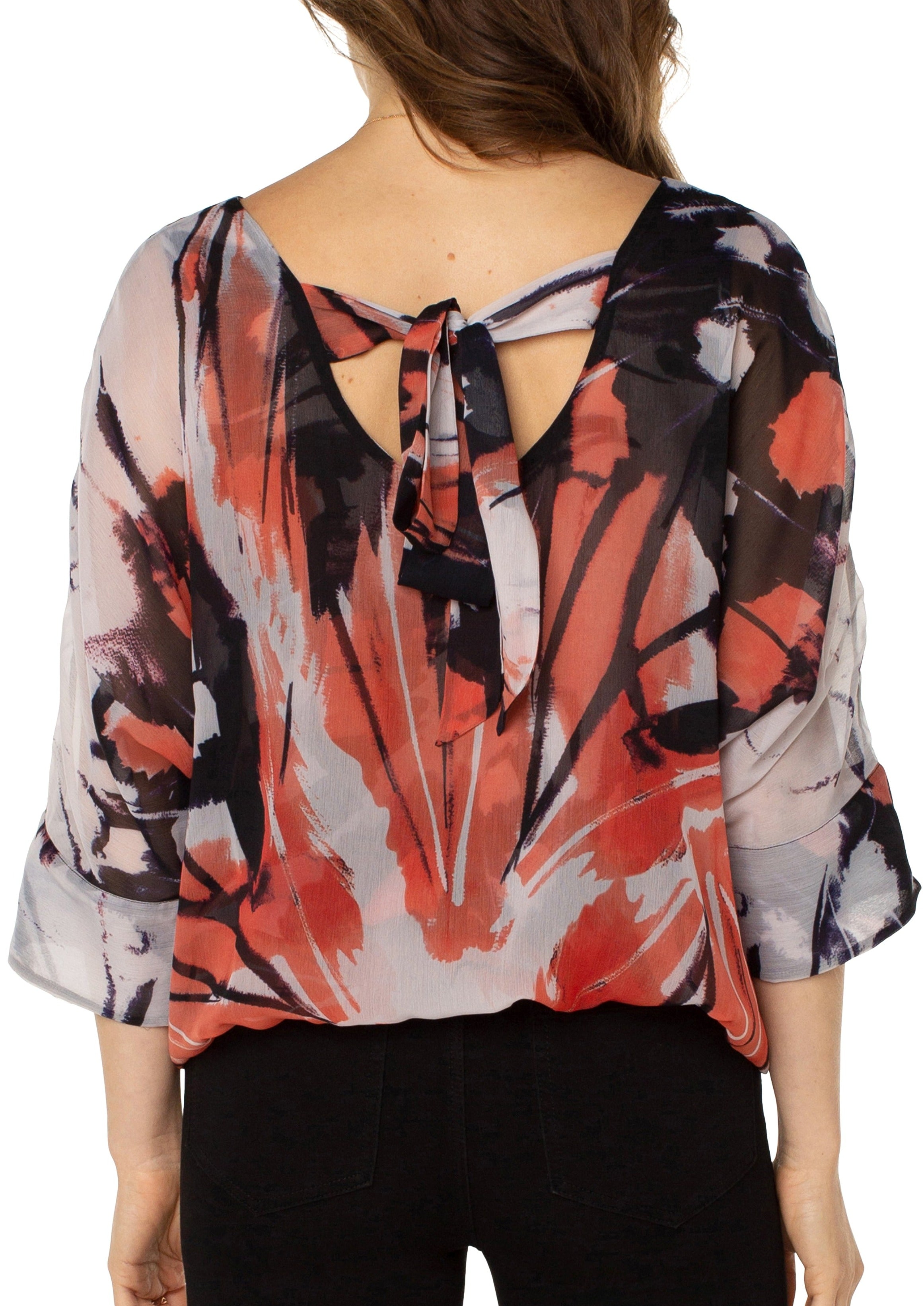 Gathered Hem Dolman Tie Back Top