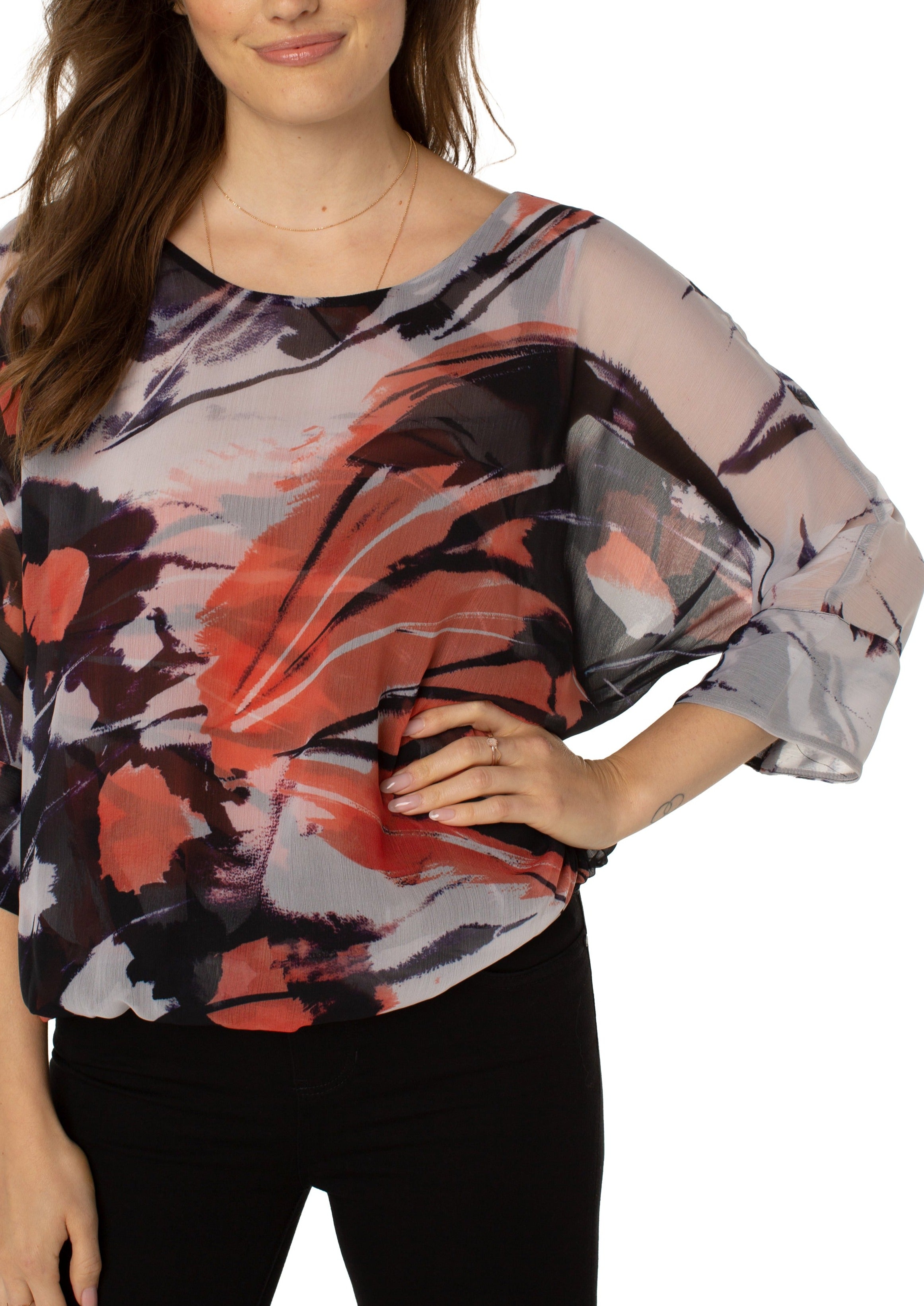 Gathered Hem Dolman Tie Back Top