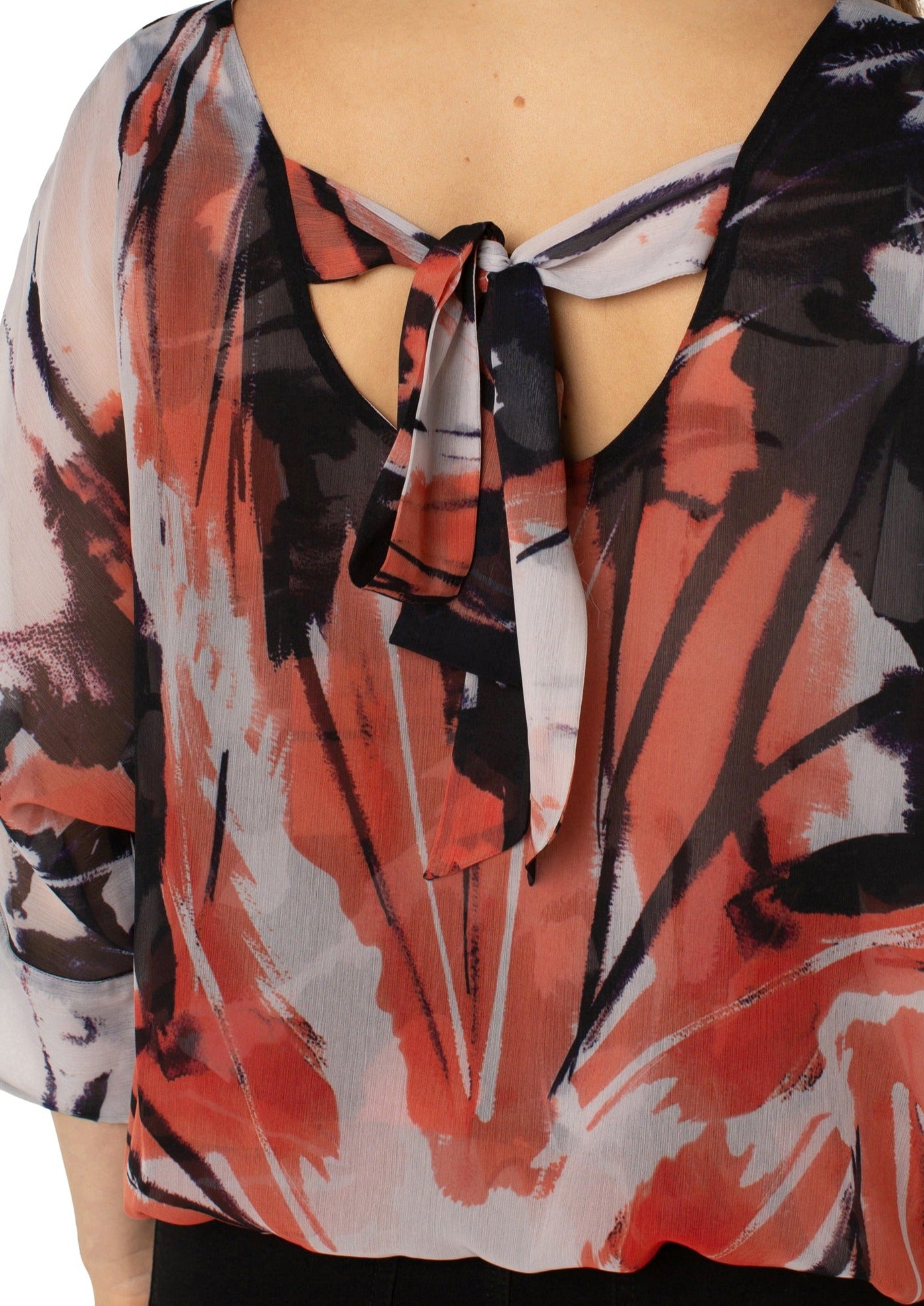 Gathered Hem Dolman Tie Back Top