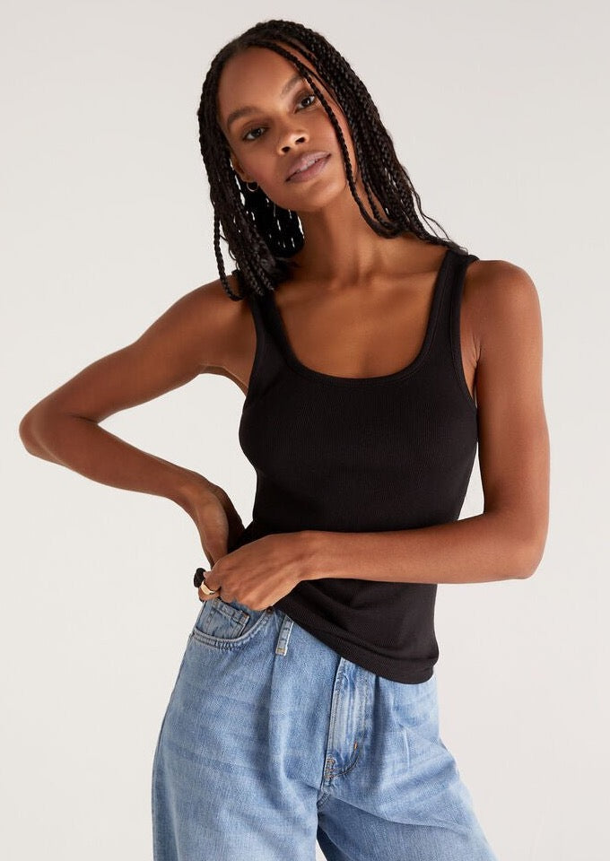 Audrey Rib Tank - Black