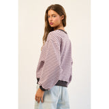 Striped Contrast Trim Sweatshirt