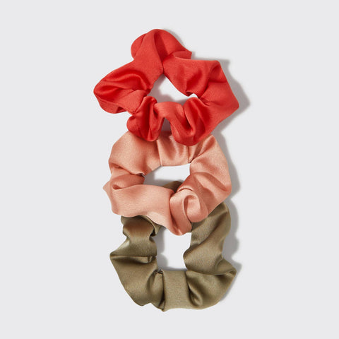 Holiday Ornament Satin Scrunchie 3pc Set