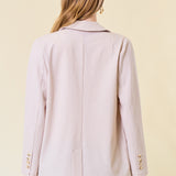 Seersucker Oversized Blazer with Front Flap Pocket