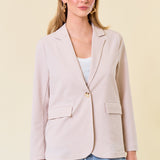 Seersucker Oversized Blazer with Front Flap Pocket